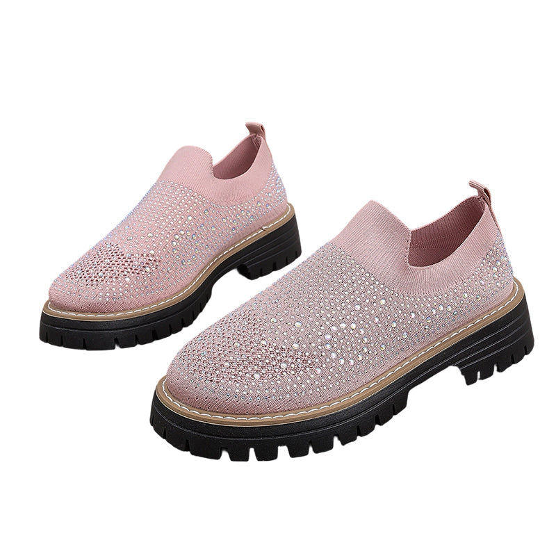 Loafers för damer med strass och glittrande detaljer
