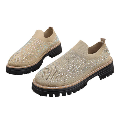 Loafers för damer med strass och glittrande detaljer