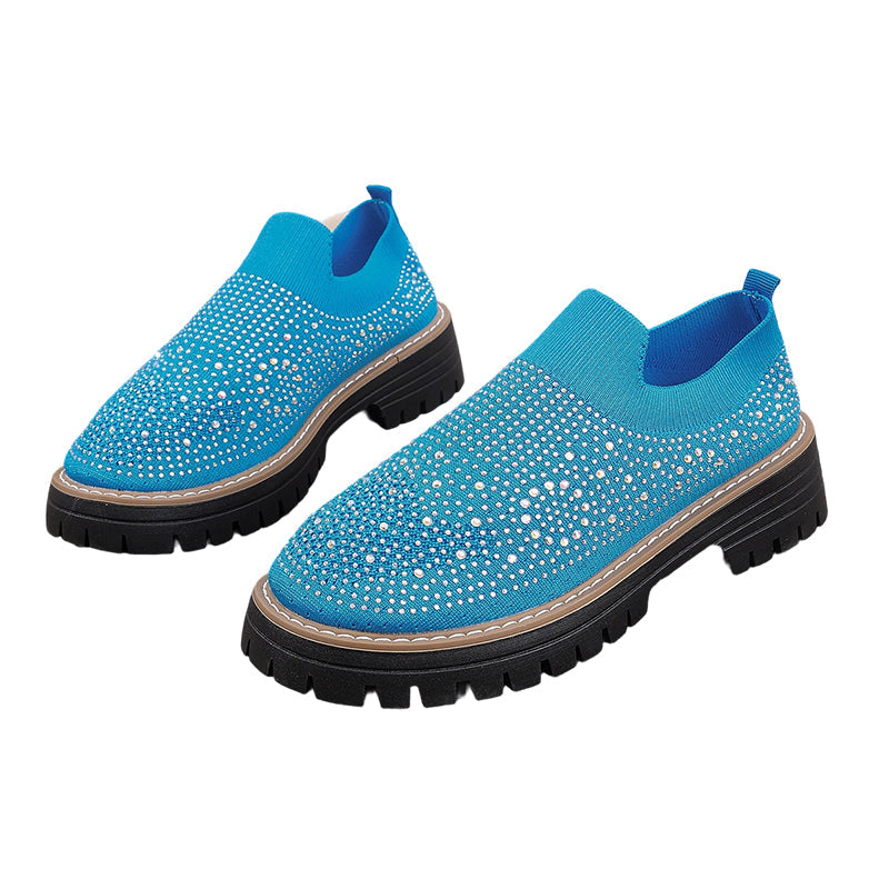 Loafers för damer med strass och glittrande detaljer