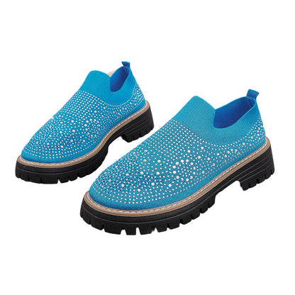 Loafers för damer med strass och glittrande detaljer