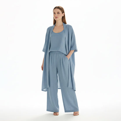 Elegant loungewear i avslappnad passform i tre delar för kvinnor