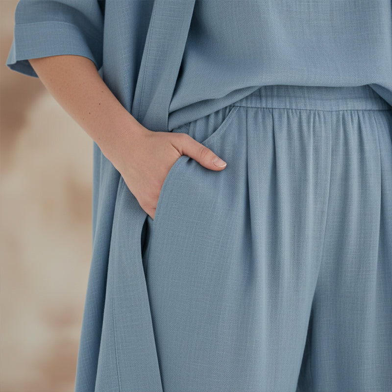 Elegant loungewear i avslappnad passform i tre delar för kvinnor