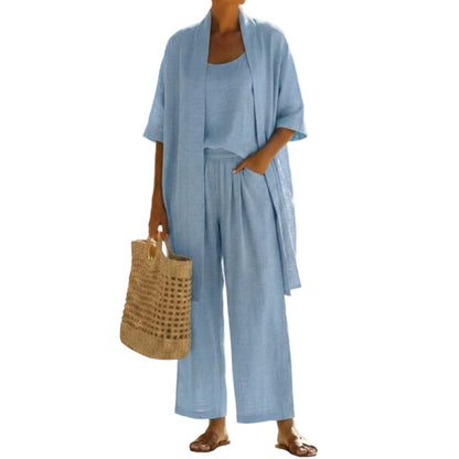Elegant loungewear i avslappnad passform i tre delar för kvinnor
