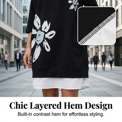 Oversized T-shirtklänning med rund hals för damer