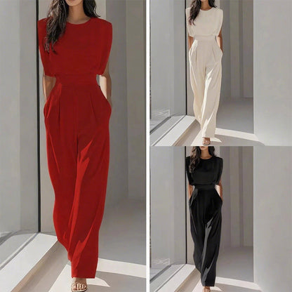 ⏳Tidsbegränsat erbjudande⏰ Enfärgad jumpsuit med vida ben – Elegant, bekväm och mångsidig för alla tillfällen 🏖️💼