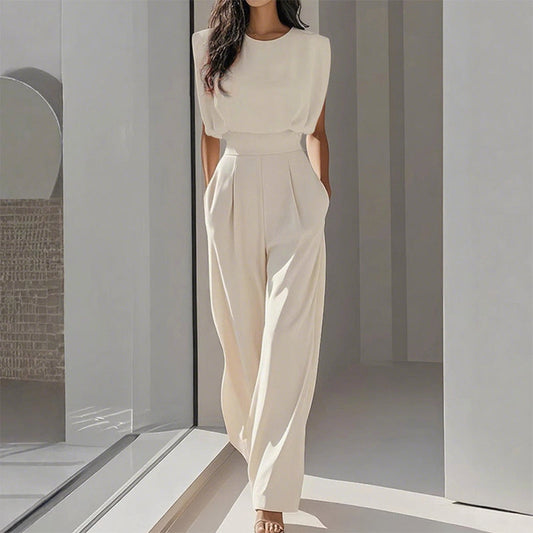 ⏳Tidsbegränsat erbjudande⏰ Enfärgad jumpsuit med vida ben – Elegant, bekväm och mångsidig för alla tillfällen 🏖️💼