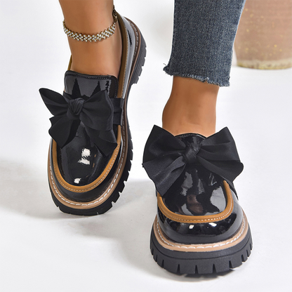 💖SISTE DAGS KAMPANJE - 50 % RABATT 💖Eleganta loafers med rosett och tjock klack för damer