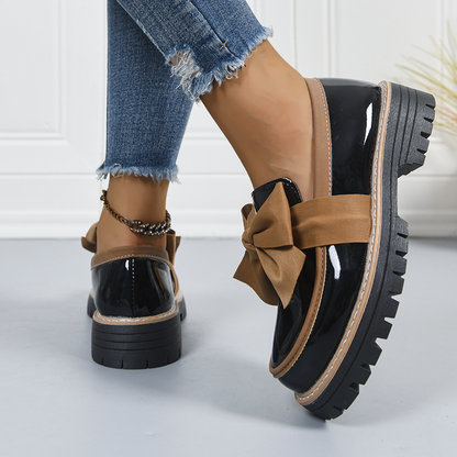 💖SISTE DAGS KAMPANJE - 50 % RABATT 💖Eleganta loafers med rosett och tjock klack för damer