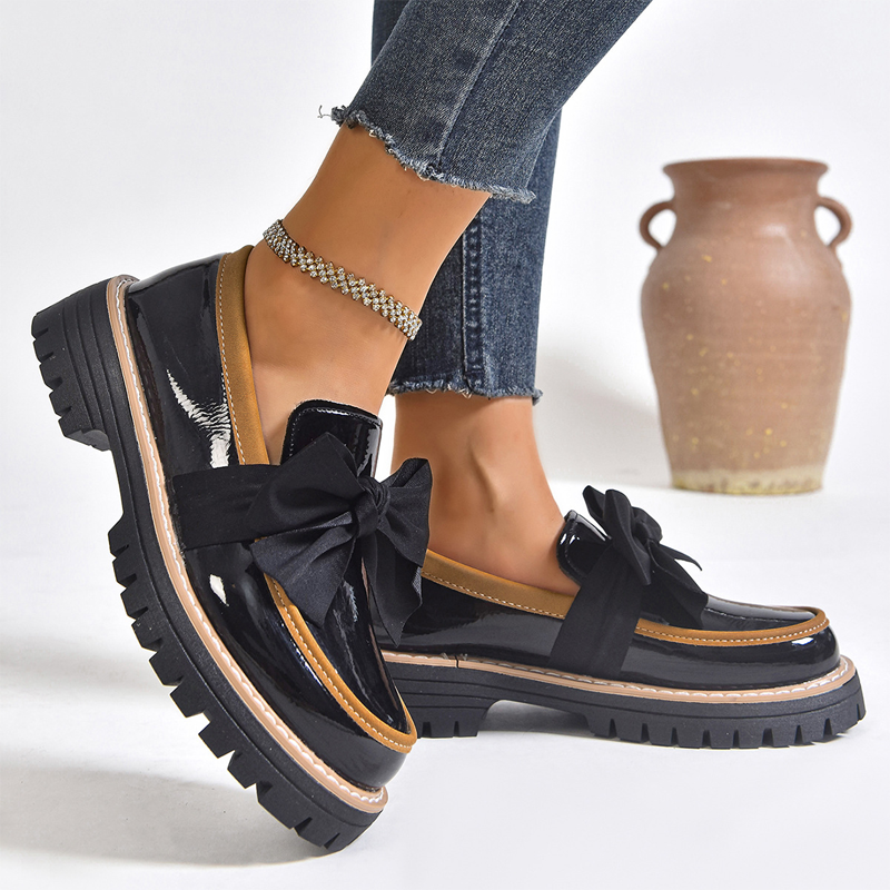 💖SISTE DAGS KAMPANJE - 50 % RABATT 💖Eleganta loafers med rosett och tjock klack för damer