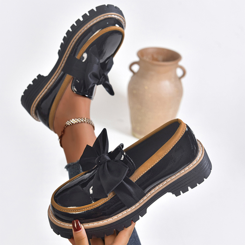 💖SISTE DAGS KAMPANJE - 50 % RABATT 💖Eleganta loafers med rosett och tjock klack för damer