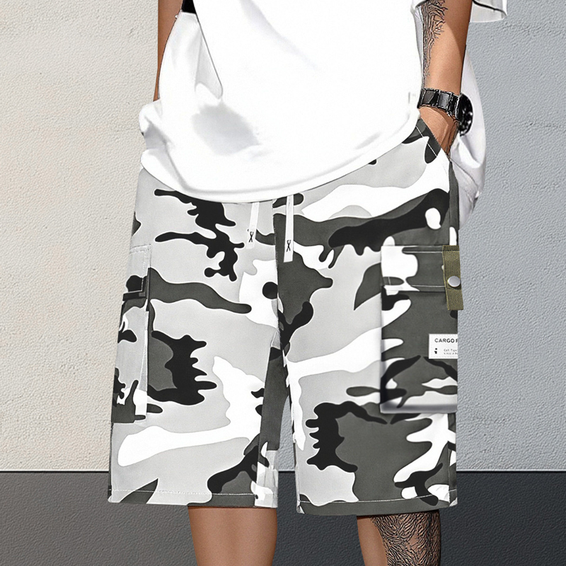 🩳 50% RABATT NU! 🏕️ Herr Camo Cargoshorts med Dragsko i Midjan – Flera Fickor, Lättvikt & Avslappnad Passform ✨