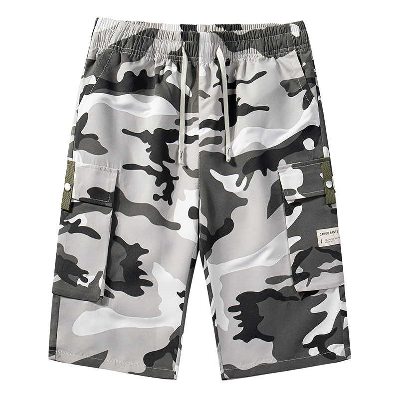 🩳 50% RABATT NU! 🏕️ Herr Camo Cargoshorts med Dragsko i Midjan – Flera Fickor, Lättvikt & Avslappnad Passform ✨