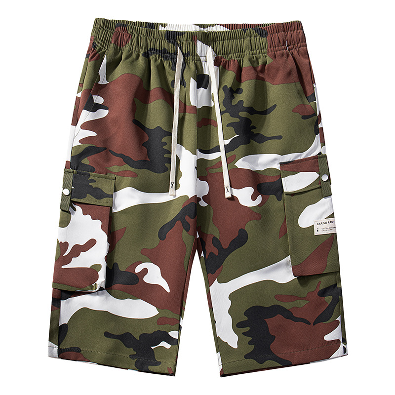 🩳 50% RABATT NU! 🏕️ Herr Camo Cargoshorts med Dragsko i Midjan – Flera Fickor, Lättvikt & Avslappnad Passform ✨