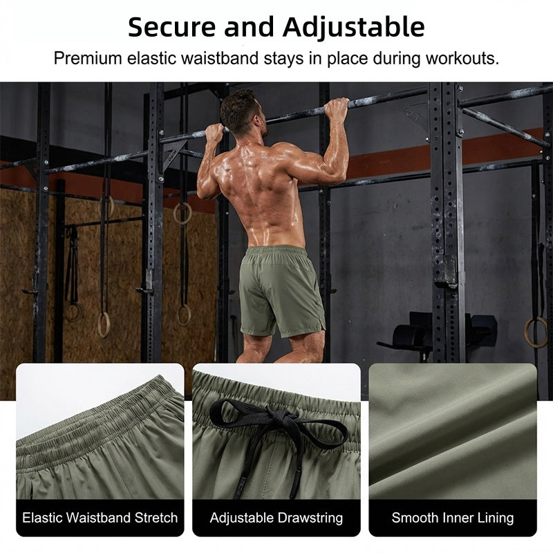 Snabbtorkande sportshorts för män med fickor
