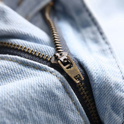 Slim Straight-jeans med hål för män