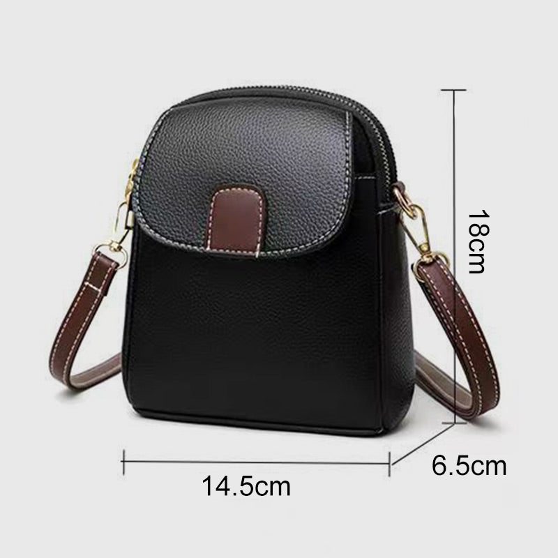 Klassisk axelväska för damer med dubbla dragkedjor