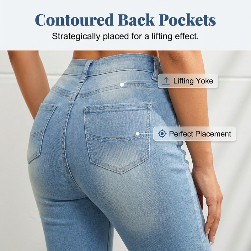 Caprijeans för damer med hög midja och smal passform