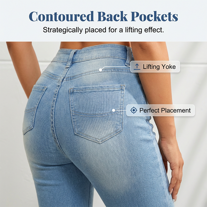 Caprijeans för damer med hög midja och smal passform