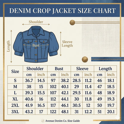 🔥Factory Direct Sales🔥 ✨ Kort jeansjacka för damer med voluminösa ärmar