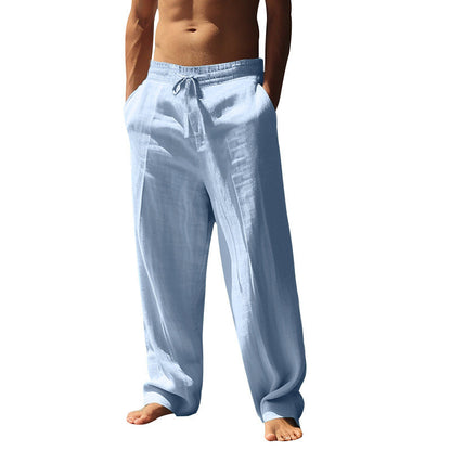 👖 50% RABATT 🌿 | Lediga Linnebyxor för Herr – Rak Ben & Dragsko i Midjan