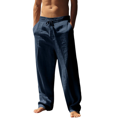 👖 50% RABATT 🌿 | Lediga Linnebyxor för Herr – Rak Ben & Dragsko i Midjan