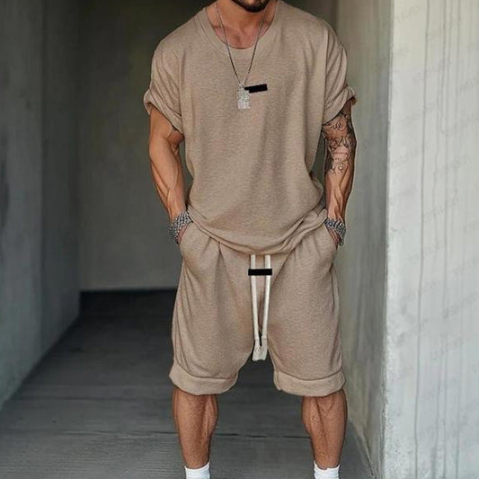👕 50% RABATT! 🔥 Avslappnat T-shirt & Shorts Set för Herrar – Mjukt Tyg, Ledig Passform & Perfekt För Varma Sommardagar ☀️
