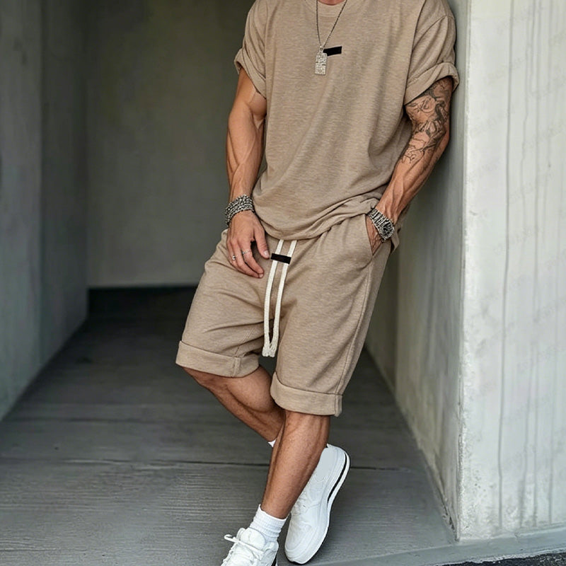 👕 50% RABATT! 🔥 Avslappnat T-shirt & Shorts Set för Herrar – Mjukt Tyg, Ledig Passform & Perfekt För Varma Sommardagar ☀️