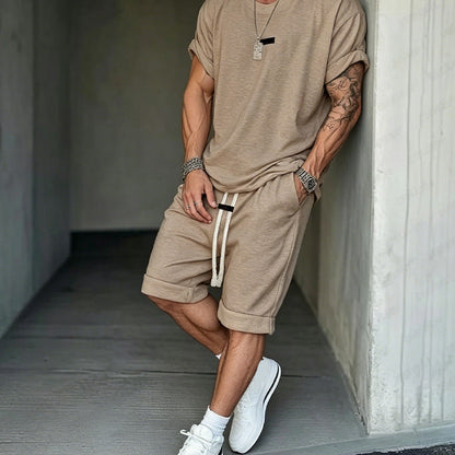 👕 50% RABATT! 🔥 Avslappnat T-shirt & Shorts Set för Herrar – Mjukt Tyg, Ledig Passform & Perfekt För Varma Sommardagar ☀️