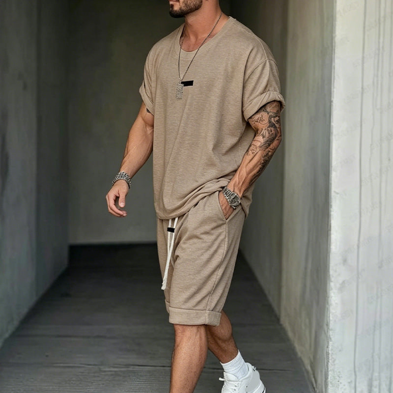 👕 50% RABATT! 🔥 Avslappnat T-shirt & Shorts Set för Herrar – Mjukt Tyg, Ledig Passform & Perfekt För Varma Sommardagar ☀️