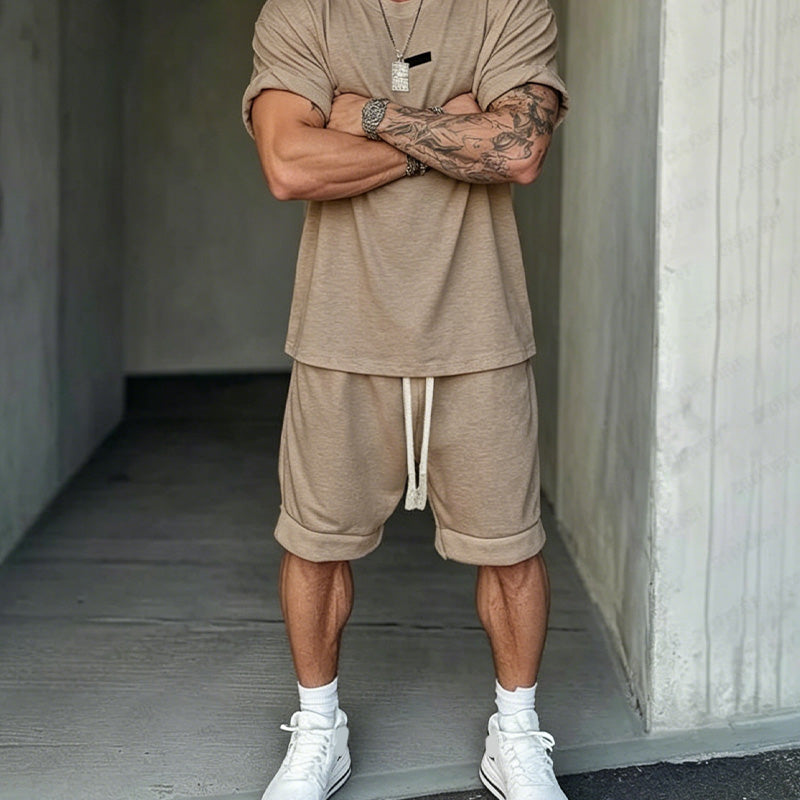 👕 50% RABATT! 🔥 Avslappnat T-shirt & Shorts Set för Herrar – Mjukt Tyg, Ledig Passform & Perfekt För Varma Sommardagar ☀️