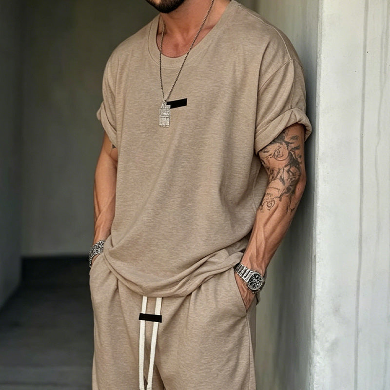 👕 50% RABATT! 🔥 Avslappnat T-shirt & Shorts Set för Herrar – Mjukt Tyg, Ledig Passform & Perfekt För Varma Sommardagar ☀️