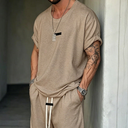 👕 50% RABATT! 🔥 Avslappnat T-shirt & Shorts Set för Herrar – Mjukt Tyg, Ledig Passform & Perfekt För Varma Sommardagar ☀️