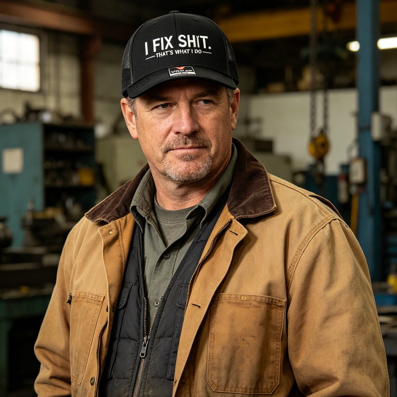 🔥Nyhet 2026 & Storsäljare🔥Trucker-keps med nätbakstycke och broderat ”I Fix Shit” – Andningsbar solhatt för utomhusbruk🧢☀️