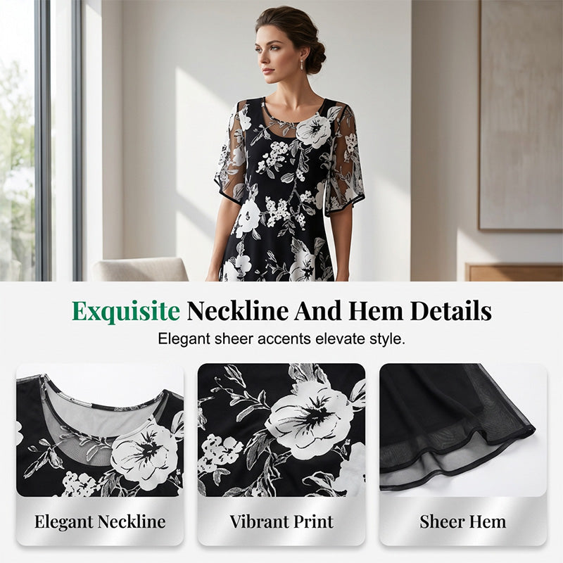 💃🌸 50 % RABATT ✨ Elegant chiffongklänning med blommönster för damer – lätt, flödande och feminin 💫