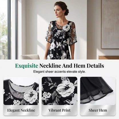 💃🌸 50 % RABATT ✨ Elegant chiffongklänning med blommönster för damer – lätt, flödande och feminin 💫