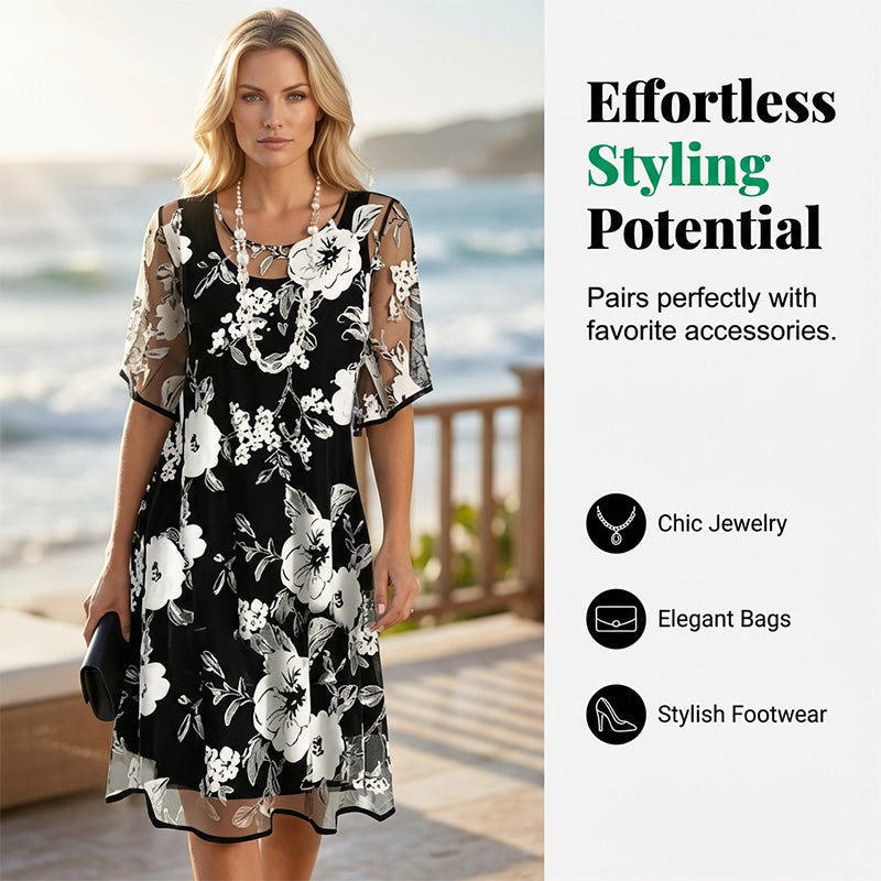 💃🌸 50 % RABATT ✨ Elegant chiffongklänning med blommönster för damer – lätt, flödande och feminin 💫