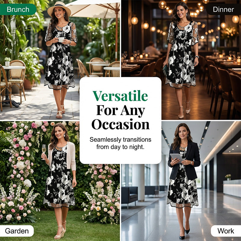 💃🌸 50 % RABATT ✨ Elegant chiffongklänning med blommönster för damer – lätt, flödande och feminin 💫