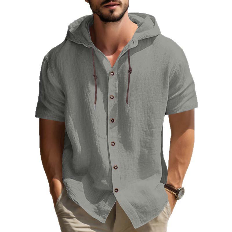 👕 50% RABATT! 🔥 Herr Casual Kortärmad Hoodie Skjorta – Mjuk Bomull, Avslappnad Passform & Perfekt För En Ledig Sommardag ☀️