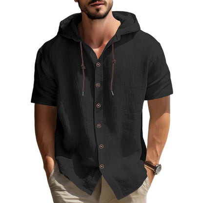👕 50% RABATT! 🔥 Herr Casual Kortärmad Hoodie Skjorta – Mjuk Bomull, Avslappnad Passform & Perfekt För En Ledig Sommardag ☀️