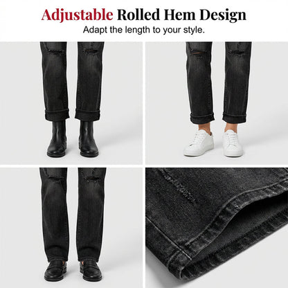 Casual-jeans för damer med slitningar och raka ben