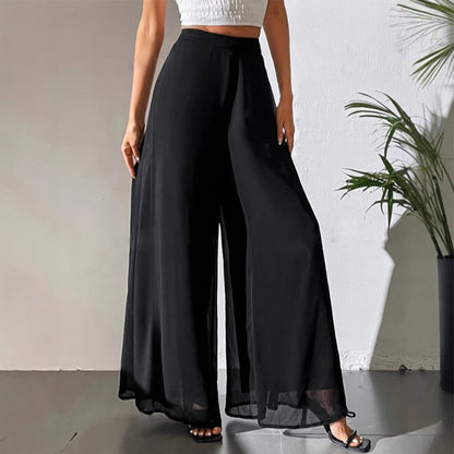 ✨ Eleganta och bekväma: Flödande chiffongbyxor med vida ben för damer – perfekta för alla tillfällen ✨