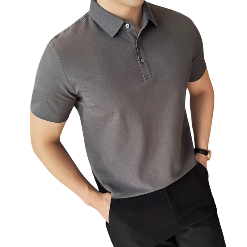 Kortärmad, enfärgad, svalkande skjorta för män i business casual-stil