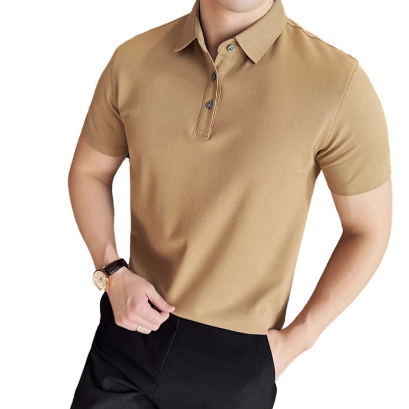 Kortärmad, enfärgad, svalkande skjorta för män i business casual-stil