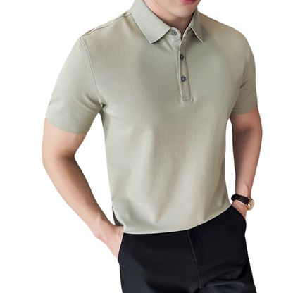 Kortärmad, enfärgad, svalkande skjorta för män i business casual-stil