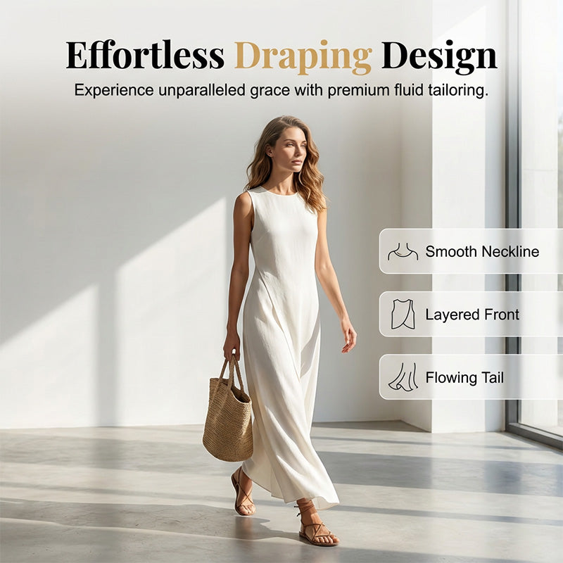 Elegant asymmetrisk ärmlös maxiklänning