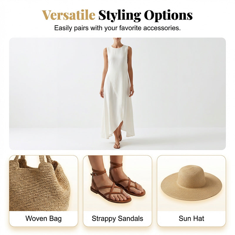 Elegant asymmetrisk ärmlös maxiklänning