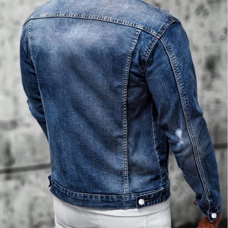 📢📢50 % RABATT !! ⏰Casual jeansjacka för män i vintage-tvätt med slitna detaljer