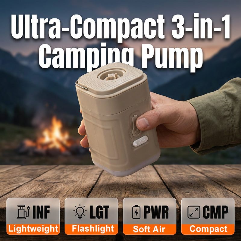 🎈🔦 Bärbar elektrisk 3-i-1-luftpump – uppblåsning + belysning – betalning vid leverans ⚡✅