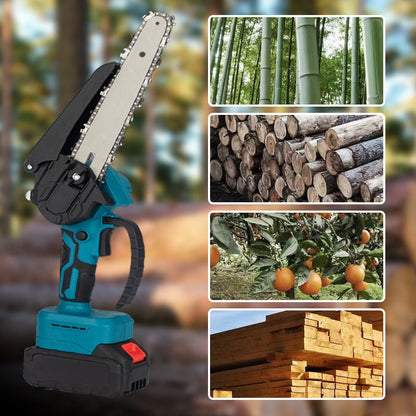 🔧 50% RABATT NU! 6‑tums sladdlös minimotorsåg med 2 batterier – kraftfull, lätt & ergonomisk – perfekt för ved, beskärning och trädgårdsarbete 🌲⚡