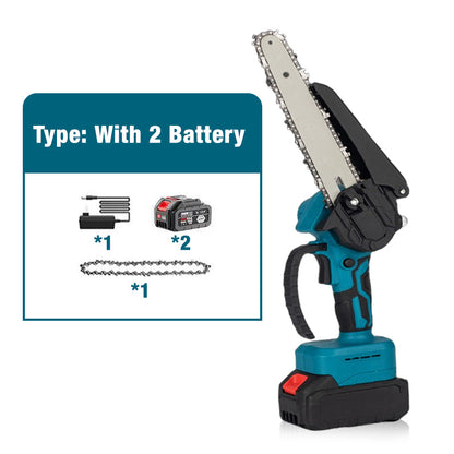 🔧 50% RABATT NU! 6‑tums sladdlös minimotorsåg med 2 batterier – kraftfull, lätt & ergonomisk – perfekt för ved, beskärning och trädgårdsarbete 🌲⚡
